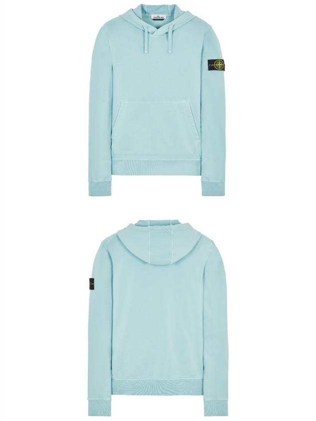 Waffen Patch Cotton Fleece Hoodie Aqua - STONE ISLAND - BALAAN 5