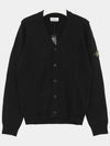 Kids Wappen Patch V-Neck Knit Cardigan Black - STONE ISLAND - BALAAN 3