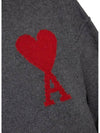 Big Heart Logo Wool Knit Top Grey - AMI - BALAAN 8