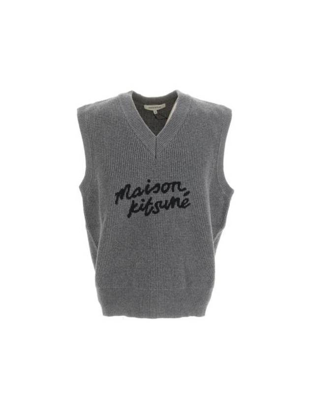 Logo Handwriting Oversize Vest Dark Grey Melange - MAISON KITSUNE - BALAAN 1