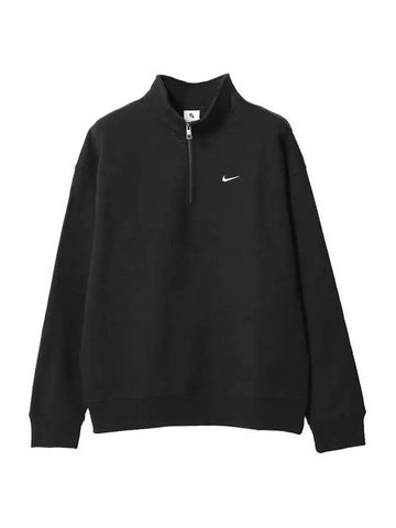 Solo Swoosh Quarter Zip Sweatshirt Black - NIKE - BALAAN 1