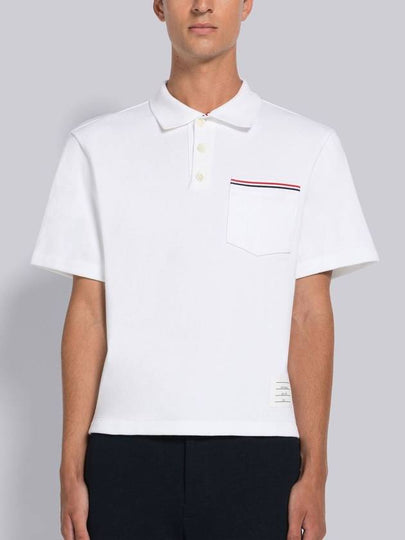 RWB Pocket Interlock Cotton Short Sleeve Polo Shirt White - THOM BROWNE - BALAAN 2