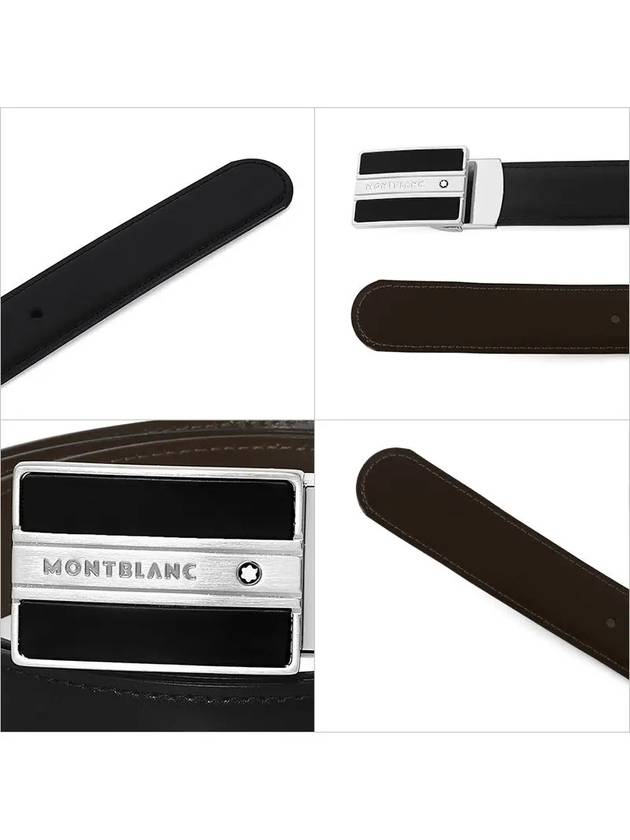 Classic Reversible Leather Belt Black - MONTBLANC - BALAAN 4