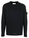 Wappen Patch Crew Neck Cotton Knit Top Black - STONE ISLAND - BALAAN 2