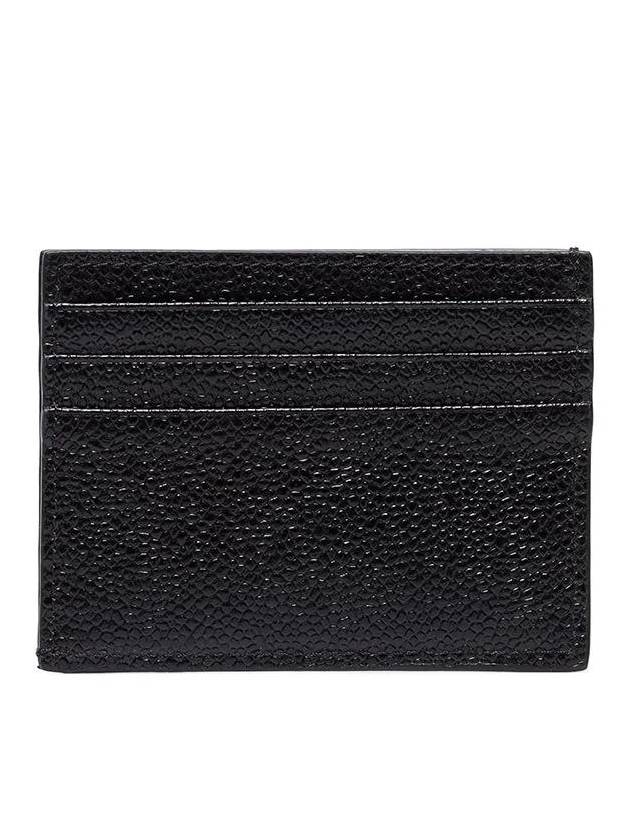 Pebble Grain Leather Stripe Note Compartment Card Wallet Black - THOM BROWNE - BALAAN 3