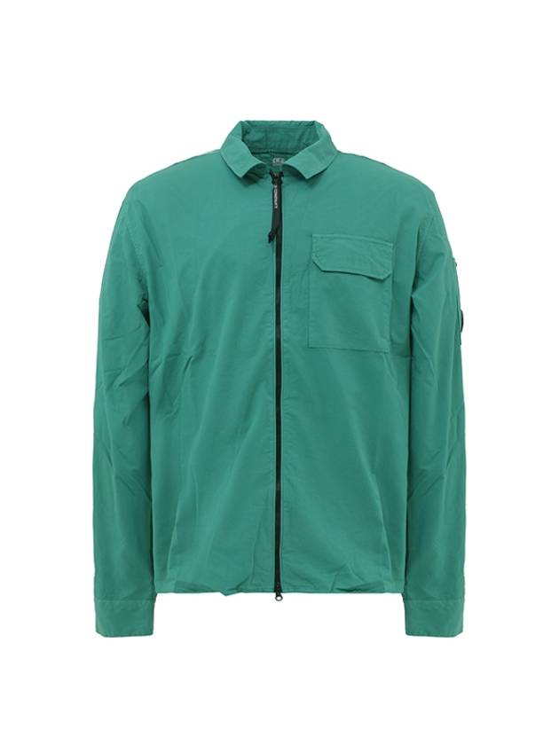 Lens Wappen Gabardine Shirt Zip-up Jacket Green - CP COMPANY - BALAAN 1