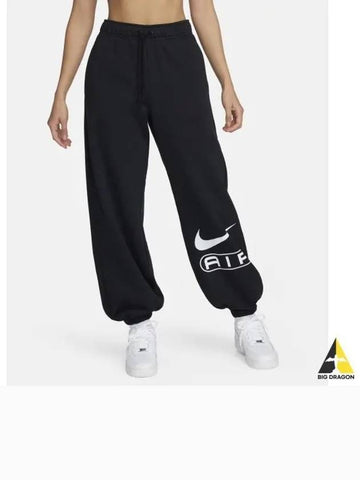 Air Mid Rise Fleece Jogger Pants W Black White FN1903 010 - NIKE - BALAAN 1