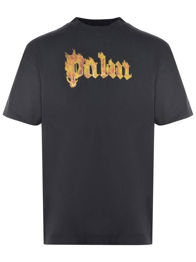 Palm Angels Burning Logo Short Sleeve T Shirt Black - PALM ANGELS - BALAAN 2