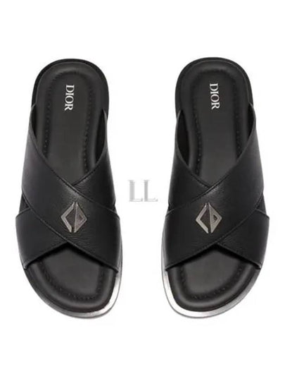 Alias CD Diamond Grained Calfskin Sandals Black - DIOR - BALAAN 2