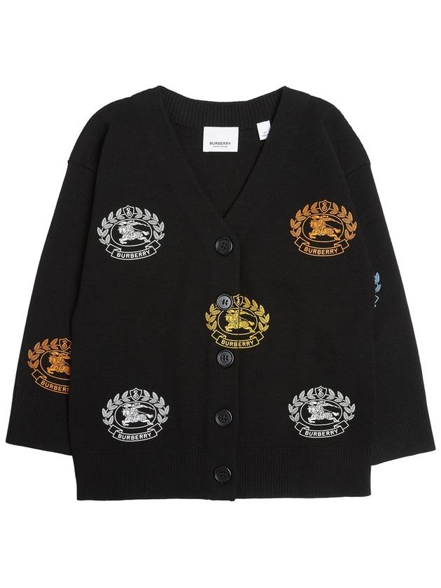 Kids All-Over Logo Wool Cardigan Black - BURBERRY - BALAAN 2