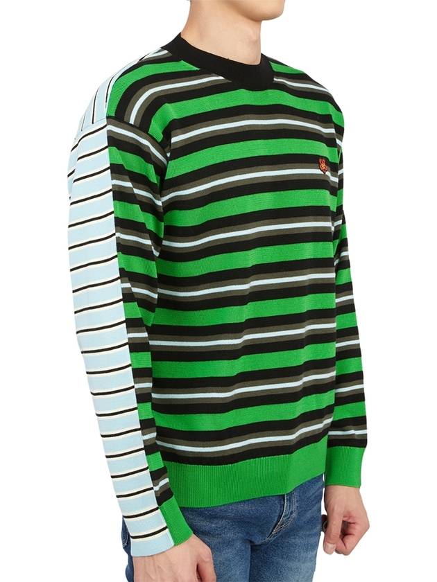 Boke Flower Patch Striped Wool Knit Top Grass Green - KENZO - BALAAN 5