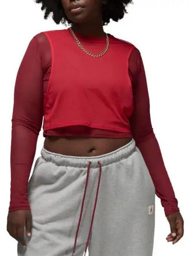 Teyana Taylor x Jordan Women s Long Sleeve Mesh Top Gym Red - JORDAN - BALAAN 1