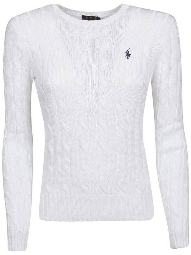 Women's Pony Embroidery Cable Knit Top White - POLO RALPH LAUREN - BALAAN 1