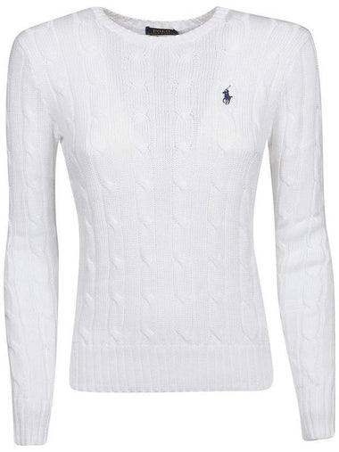 Women's Pony Embroidery Cable Knit Top White - POLO RALPH LAUREN - BALAAN 1