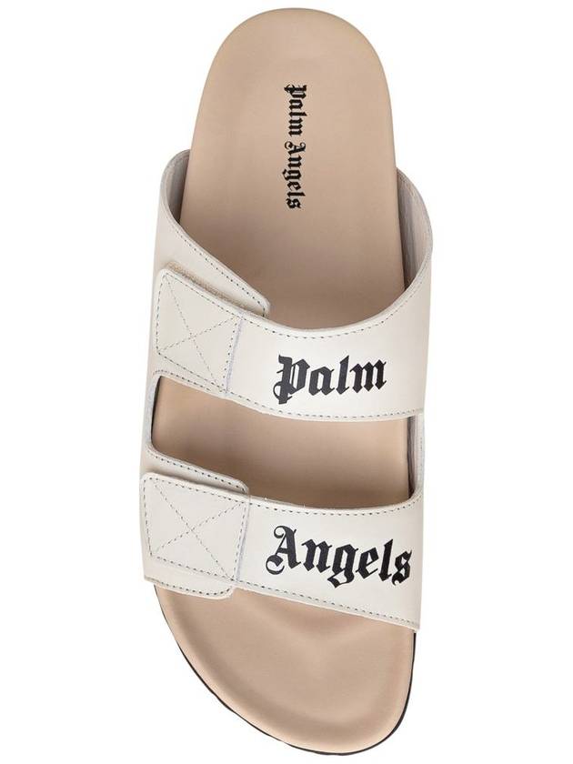 Logo Leather Sandals White - PALM ANGELS - BALAAN 5