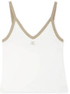 Courr ges Women s Contrast V Neck White Heritage Tile Tank Top 224JDE075 JS0070 B131 - COURREGES - BALAAN 3