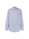 Embroidered Logo Striped Long Sleeves Shirt Blue - POLO RALPH LAUREN - BALAAN 2