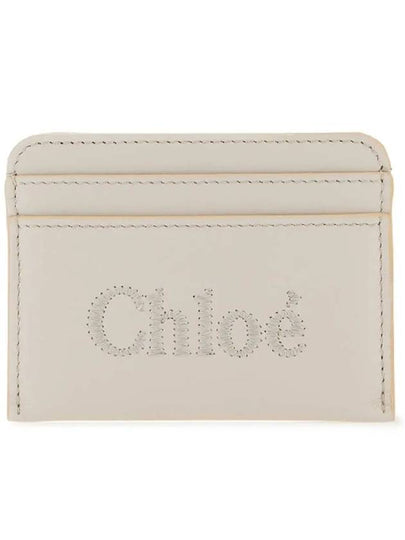 Sense Embroidered Logo Calfskin Card Wallet Light Grey - CHLOE - BALAAN 2