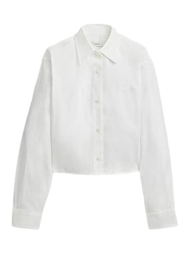 Cropped Button Up Long Sleeve Shirt White - COACH - BALAAN 1