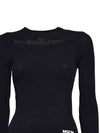 Ribbed Viscose Shirt Knit Top Black - MSGM - BALAAN 3