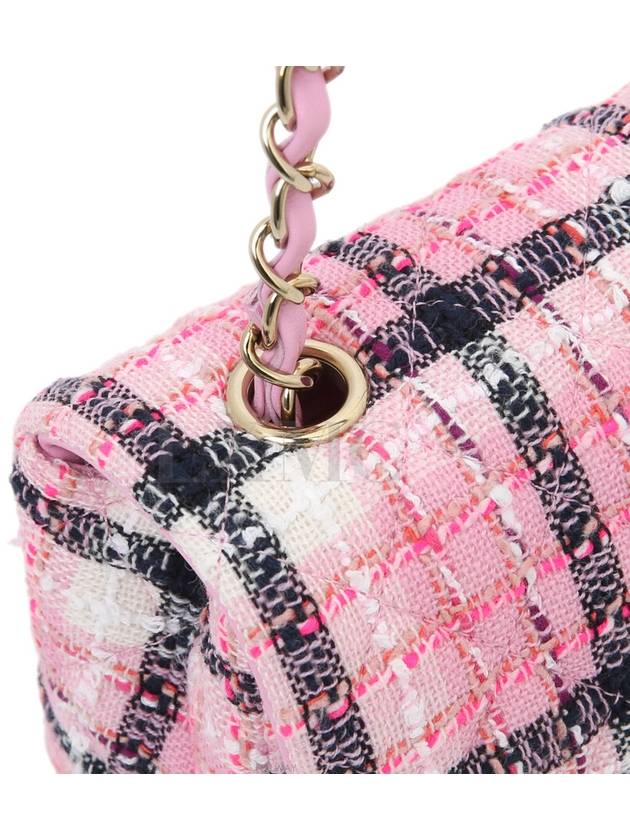 Classic Mini Cross Wool Tweed Gold Pink Clmi Chain Bag A69900 - CHANEL - BALAAN 7