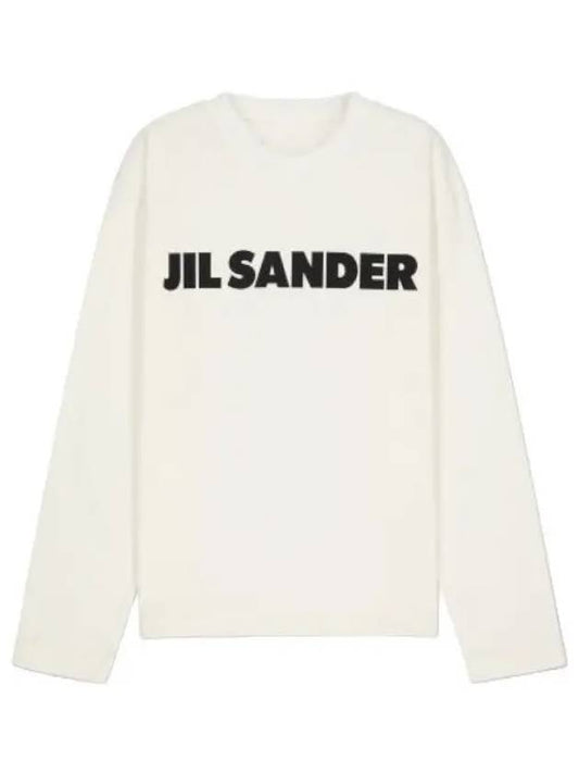 Logo Print Cotton T Shirt White Long Sleeve Tee - JIL SANDER - BALAAN 1