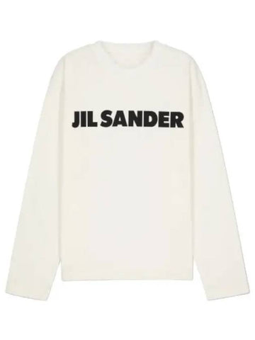 Logo Print Cotton T Shirt White Long Sleeve Tee - JIL SANDER - BALAAN 1