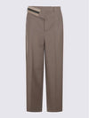 Mohair Wool Carrot Fit Straight Pants Grey - FENDI - BALAAN 2