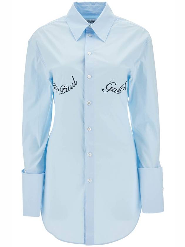 light blue cotton shirt with underboob print - JEAN PAUL GAULTIER - BALAAN 1