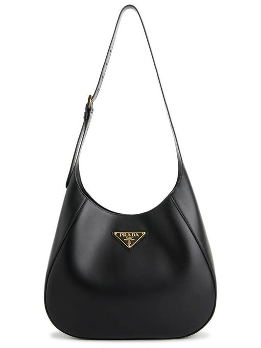 Triangle Logo Leather Shoulder Bag Black - PRADA - BALAAN 2