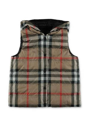 Vintage Check Reversible Hooded Padded Vest Beige - BURBERRY - BALAAN 1