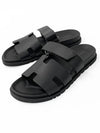 Hermes Chypre H Logo Calfskin Sandals Black - HERMES - BALAAN 4