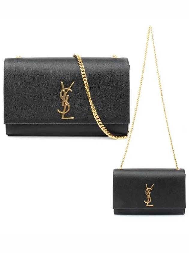 Monogram Kate Chain Gold Medium Cross Bag Black - SAINT LAURENT - BALAAN 2