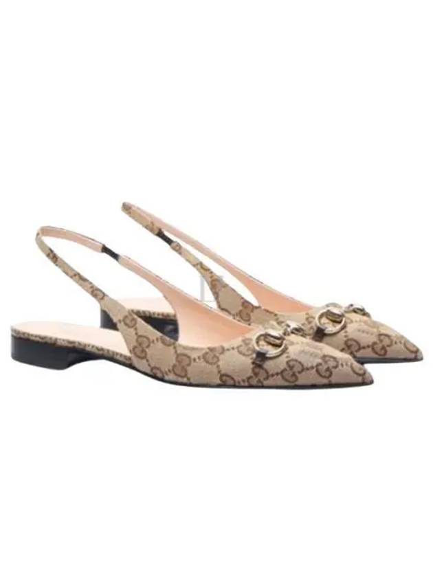 Horsebit Slingback Ballet Flat Beige Ebony - GUCCI - BALAAN 2