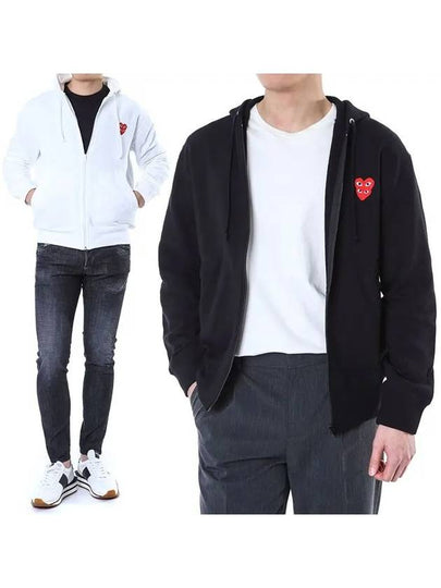 Double Heart Wappen Zip Up Hoodie Black - COMME DES GARCONS - BALAAN 2