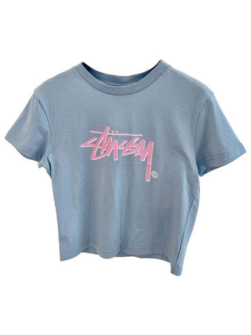 Women's Shadow Stock Slim Short Sleeve T-Shirt Steel Blue - STUSSY - BALAAN 1