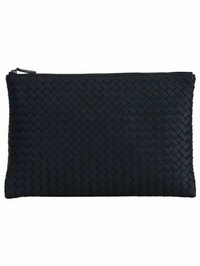 Intrecciato Document Leather Clutch Bag Black - BOTTEGA VENETA - BALAAN 2