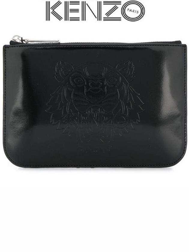 Tiger Patent Clutch Bag Black - KENZO - BALAAN 2