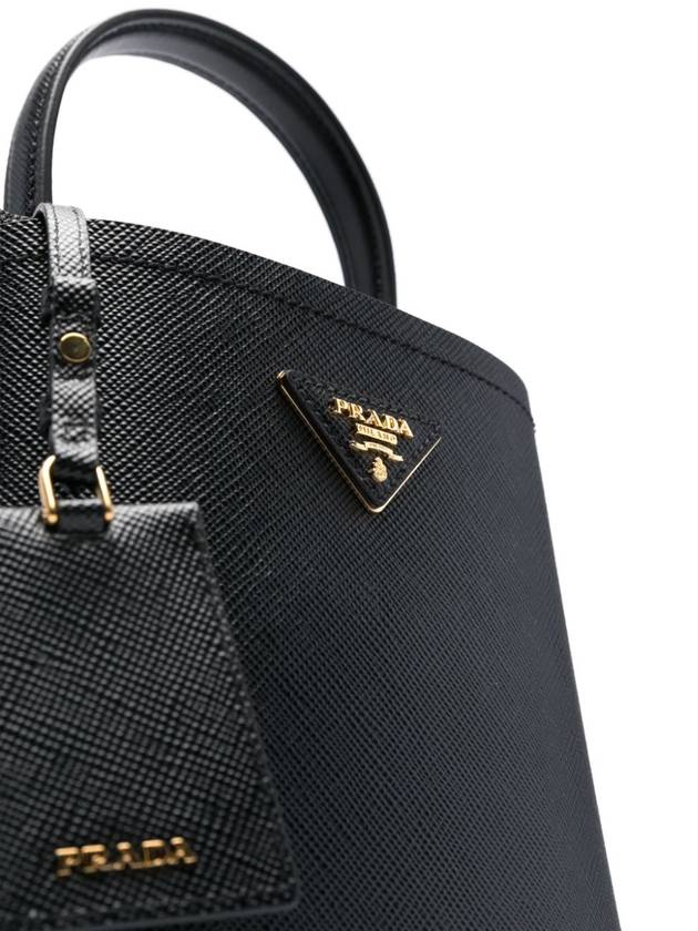 Pannier Saffiano Leather Medium Tote Bag Black - PRADA - BALAAN 6