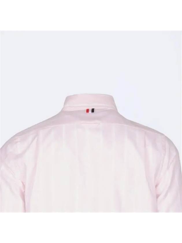 Men's Floral Applique Striped Oxford Long Sleeve Shirt Light Pink - THOM BROWNE - BALAAN.