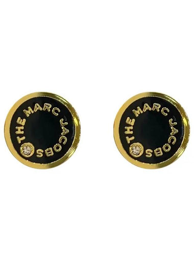 Medallion Stud Earrings Gold Black - MARC JACOBS - BALAAN 1