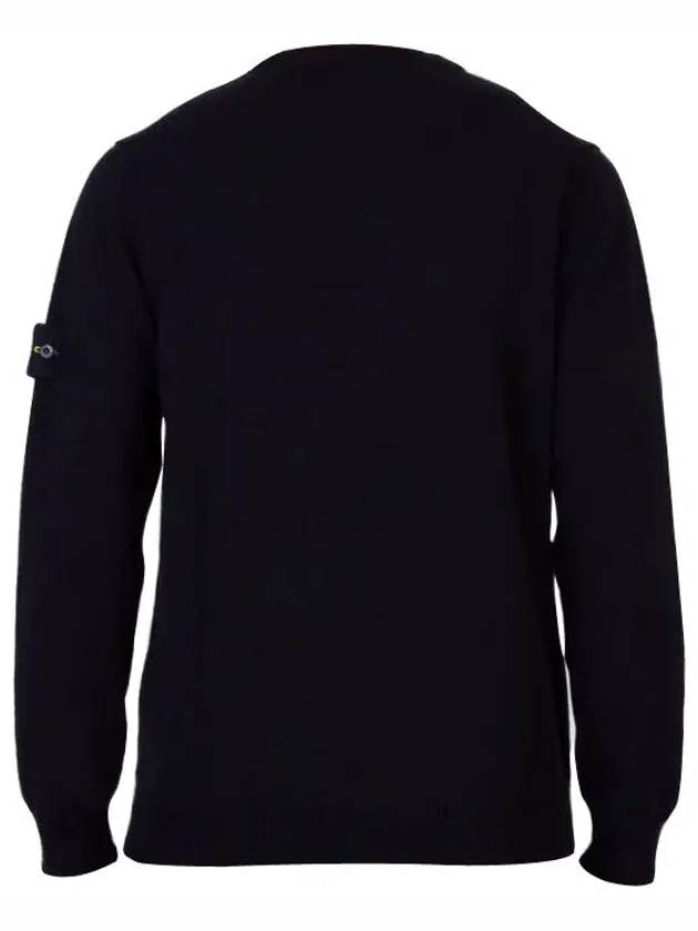 Compass Motif Crew Neck Regular Fit Cotton Knit Top Navy - STONE ISLAND - BALAAN 3