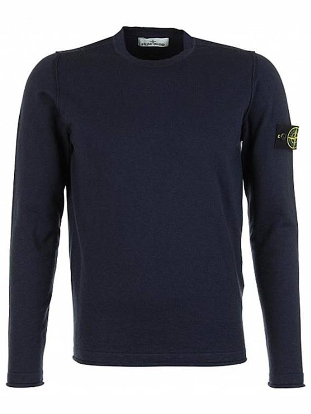 Wappen Patch Crew Neck Knit Top Navy - STONE ISLAND - BALAAN 2