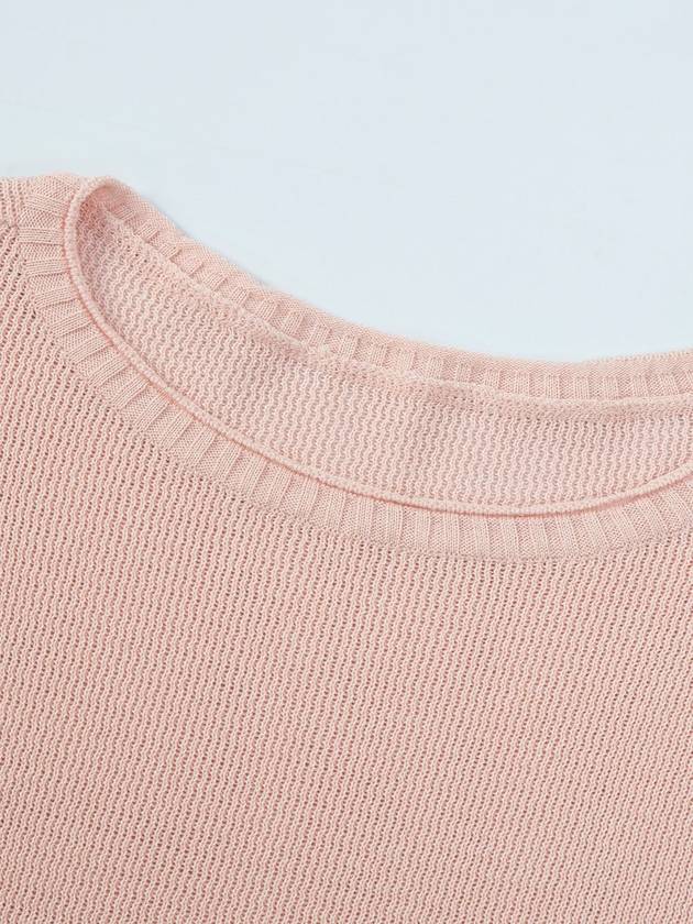 Boat Neck Long Sleeve Knit Pink 4 Colors - CALLAITE - BALAAN 3