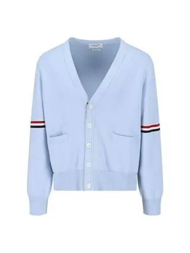 Milano Stitch Sprite Armband Cotton V-neck Cardigan White - THOM BROWNE - BALAAN 2