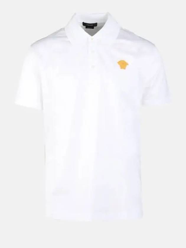 Embroidered Logo Polo Shirt White - VERSACE - BALAAN 2