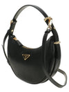 Arque Leather Shoulder Bag Black - PRADA - BALAAN 3