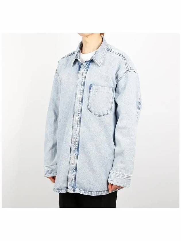 De Coeur Oversized Long Sleeve Shirt Bleached Blue - AMI - BALAAN 3