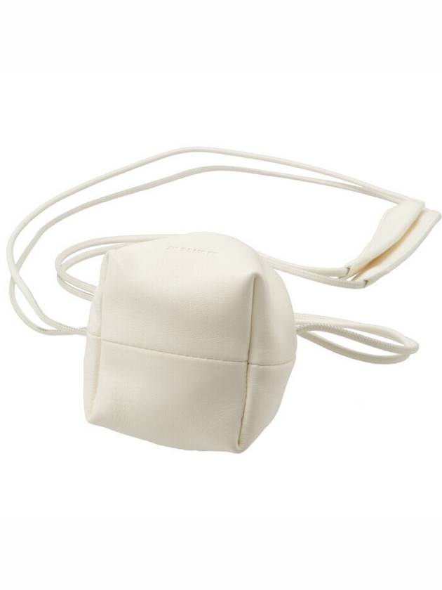 Dumpling Drawstring Calf Leather Mini Bag White - JIL SANDER - BALAAN 4