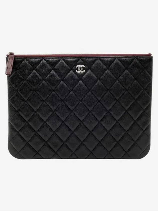 Medium Classic Clutch Bag Caviar Leather & Silver Black - CHANEL - BALAAN 2